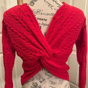 Jessica Simpson Red Cable Knit Twist Sweater